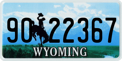 WY license plate 9022367