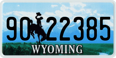 WY license plate 9022385