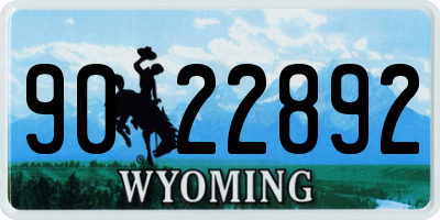 WY license plate 9022892