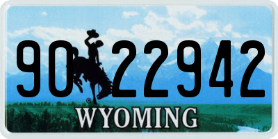 WY license plate 9022942