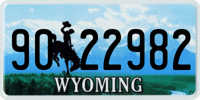 WY license plate 9022982