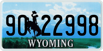 WY license plate 9022998