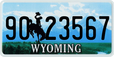 WY license plate 9023567