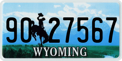 WY license plate 9027567