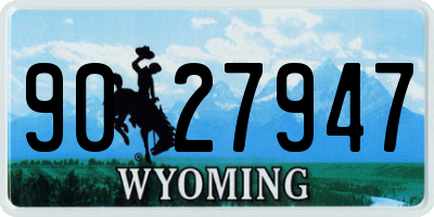 WY license plate 9027947