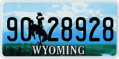 WY license plate 9028928