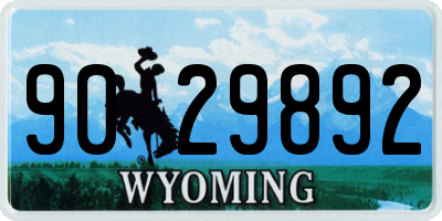 WY license plate 9029892