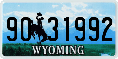 WY license plate 9031992
