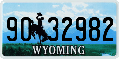 WY license plate 9032982