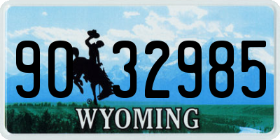 WY license plate 9032985