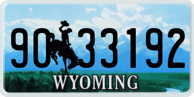WY license plate 9033192