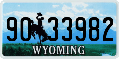 WY license plate 9033982