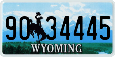 WY license plate 9034445
