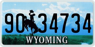 WY license plate 9034734