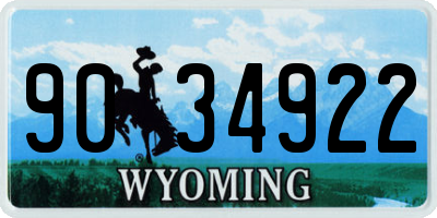 WY license plate 9034922
