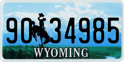 WY license plate 9034985