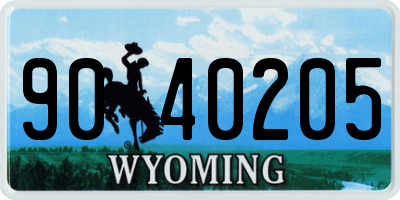 WY license plate 9040205