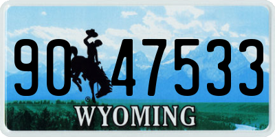 WY license plate 9047533