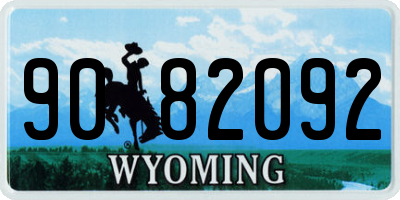 WY license plate 9082092