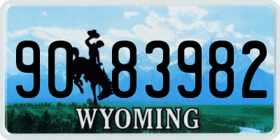 WY license plate 9083982