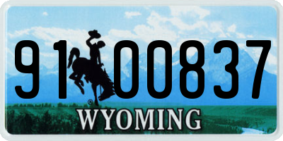 WY license plate 9100837