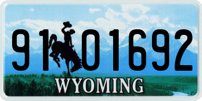 WY license plate 9101692