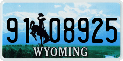 WY license plate 9108925