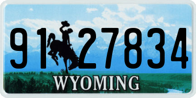 WY license plate 9127834