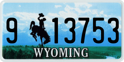 WY license plate 913753