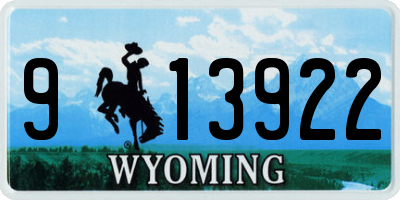 WY license plate 913922