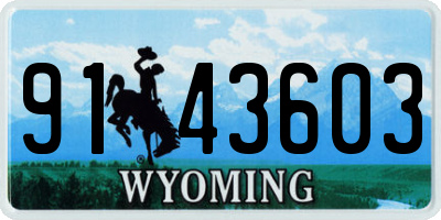 WY license plate 9143603