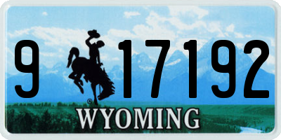 WY license plate 917192