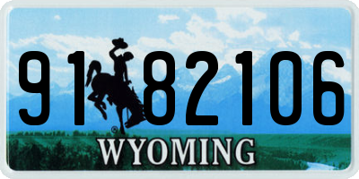 WY license plate 9182106