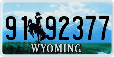 WY license plate 9192377