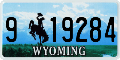 WY license plate 919284