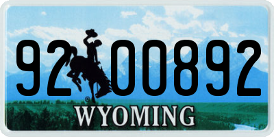 WY license plate 9200892