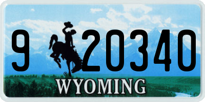 WY license plate 920340