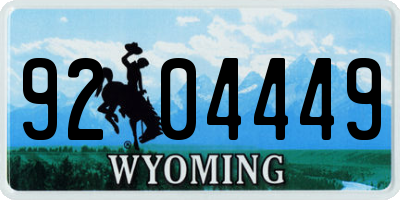 WY license plate 9204449