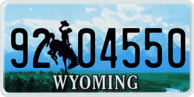 WY license plate 9204550