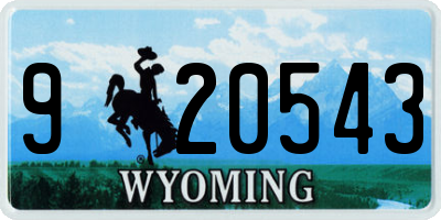 WY license plate 920543