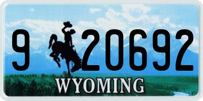 WY license plate 920692