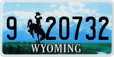 WY license plate 920732