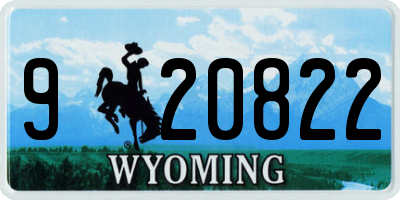 WY license plate 920822