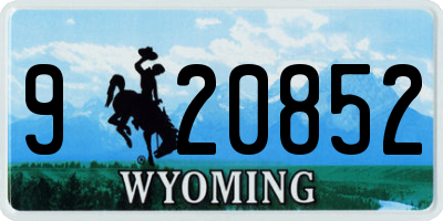 WY license plate 920852