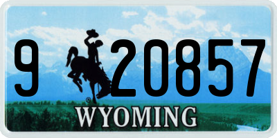 WY license plate 920857