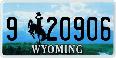 WY license plate 920906