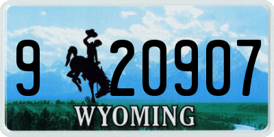 WY license plate 920907