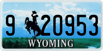 WY license plate 920953