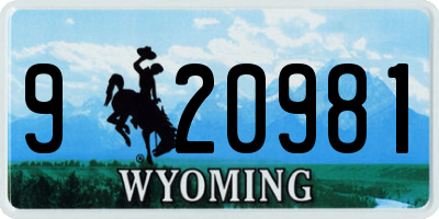 WY license plate 920981