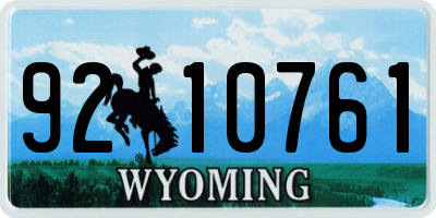 WY license plate 9210761